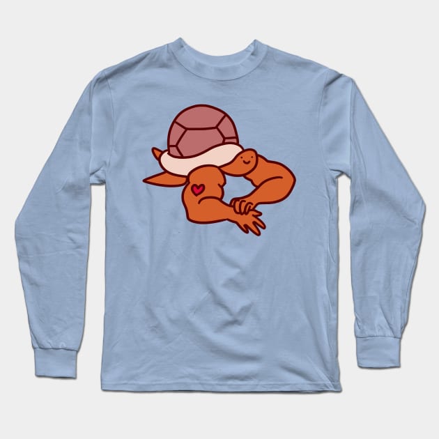 Turtle with Buff Arms Long Sleeve T-Shirt by saradaboru